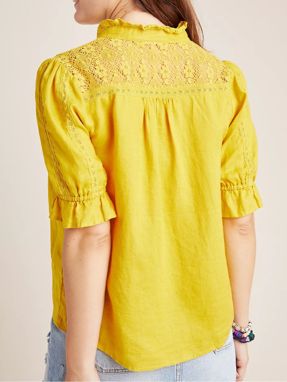 Anthropologie Maeve Magritte Linen Button Down Blouse Top Size 12 - Picture 2 of 8